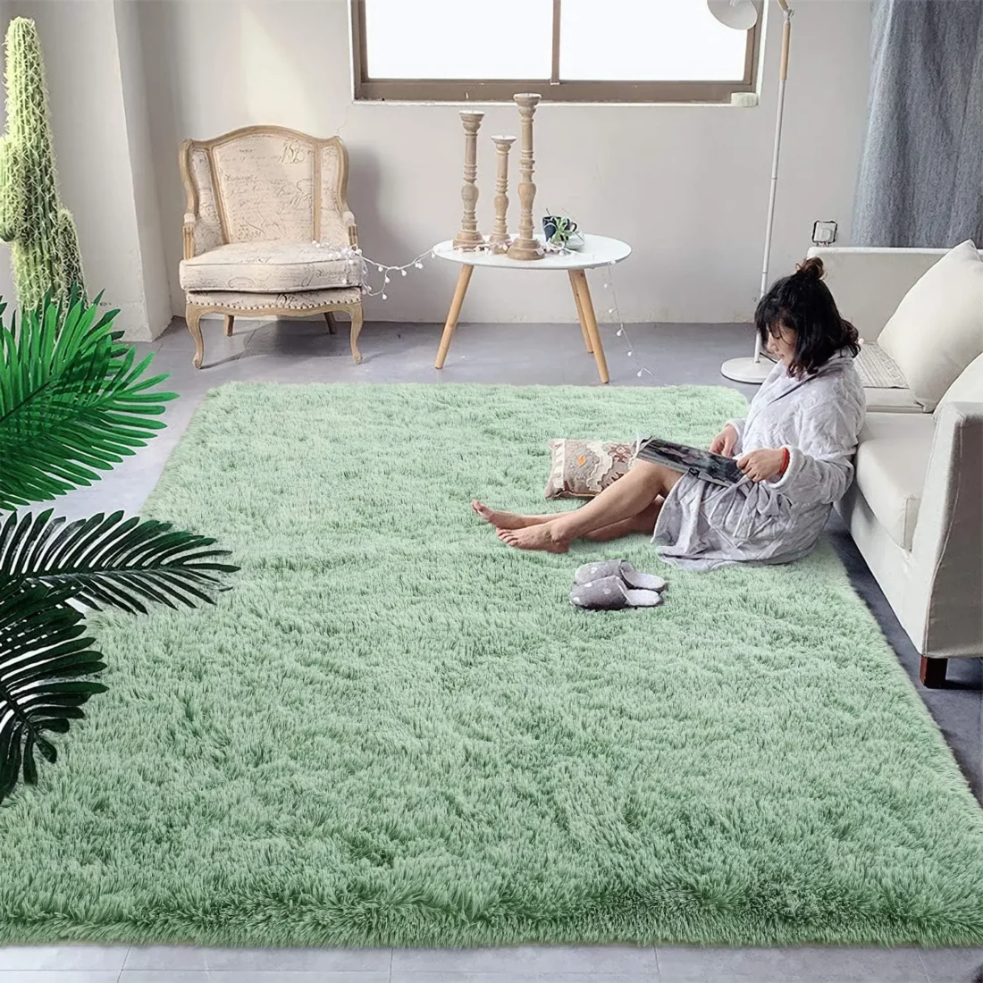 Fluffy Rug Indoor Plush Soft Carpet for Living Room Anti-Skid Durable Area Rug for Girls Bedroom Kids Room Carpets