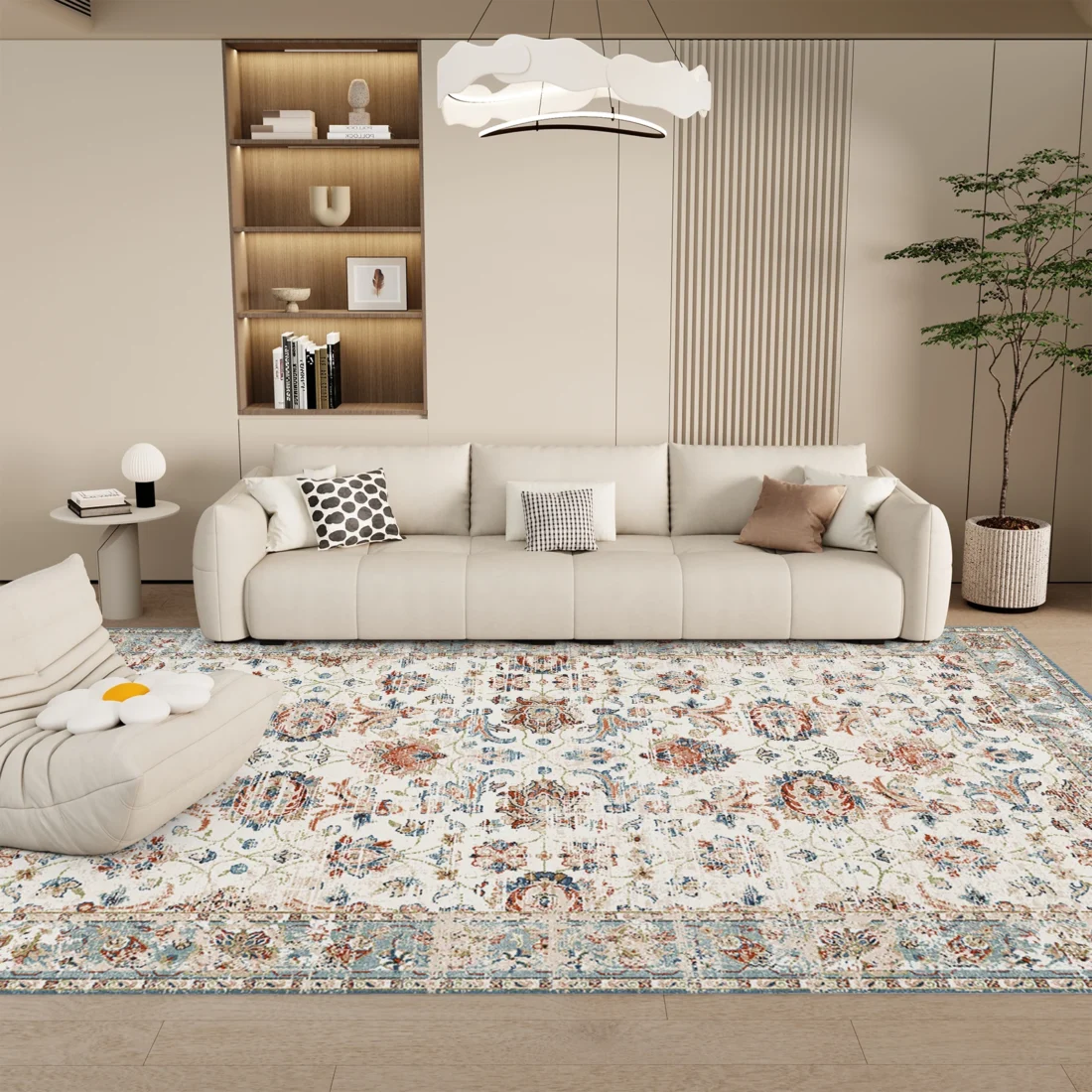 Orhopui Boho Area Rug, Machine Washable Outdoor Camping Rug for Patio RV white Camping - Image 4