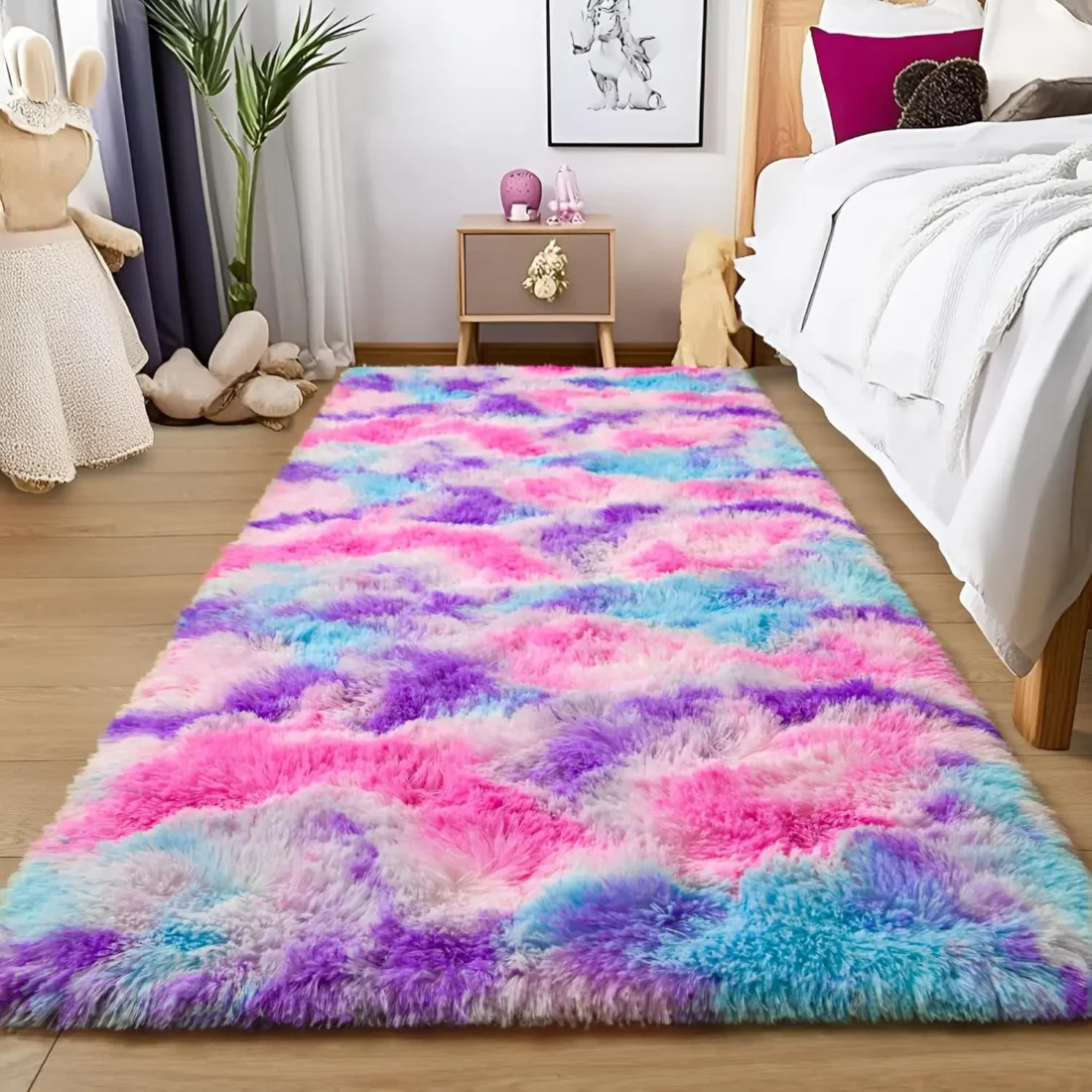 Fluffy Runner Rugs for Bedroom Living Room Soft Shag Rug 3x5 Feet, Non Slip ,Fuzzy Bedside Rug for Kids Boys Room Home Decor