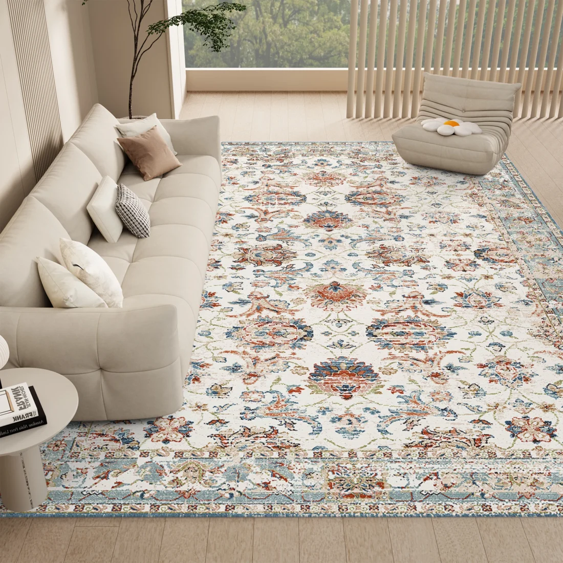 Orhopui Boho Area Rug, Machine Washable Outdoor Camping Rug for Patio RV white Camping - Image 3