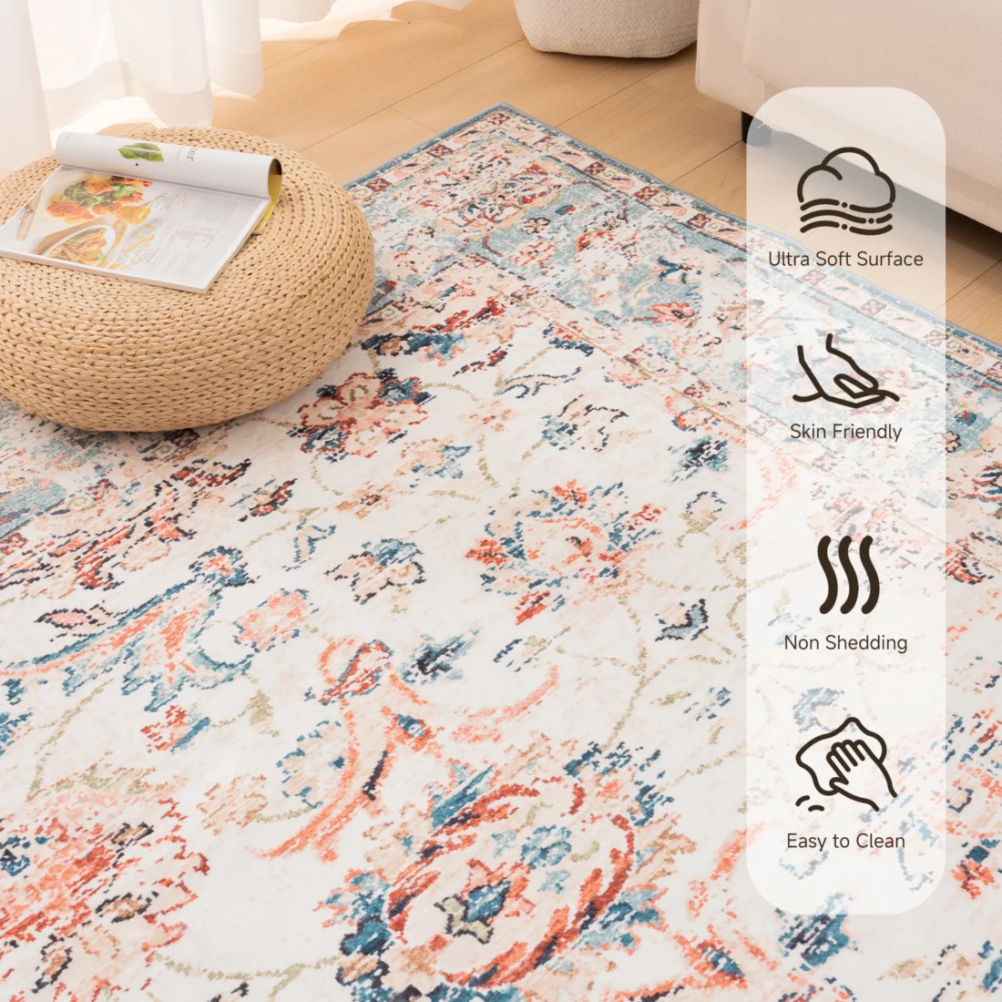 Orhopui Boho Area Rug, Machine Washable Outdoor Camping Rug for Patio RV white Camping - Image 6